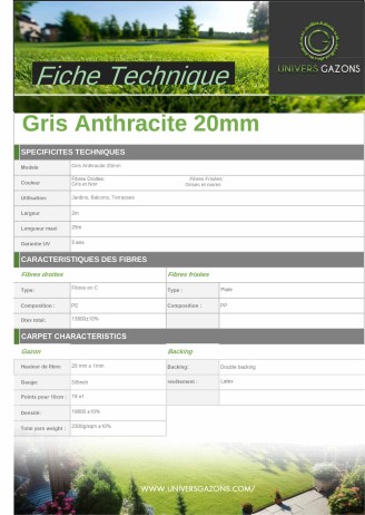 Gazon Gris Anthracite 20mm